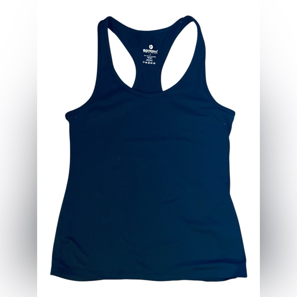 90 Degree by Reflex Black Racerback Athletic Tank Top Workout Activewear Size L